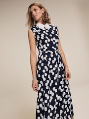 Mint Velvet Blue Polka Dot Shirt Midi Dress - Image 2 of 7