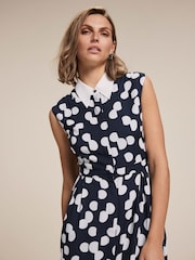 Mint Velvet Blue Polka Dot Shirt Midi Dress - Image 3 of 7