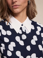 Mint Velvet Blue Polka Dot Shirt Midi Dress - Image 5 of 7