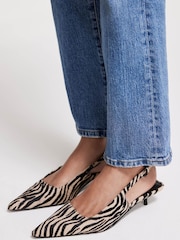 Mint Velvet Cream Ines Zebra Print Kitten Heels - Image 1 of 5