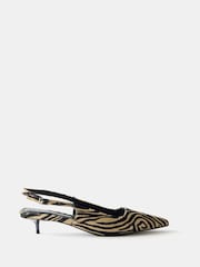 Mint Velvet Cream Ines Zebra Print Kitten Heels - Image 2 of 5