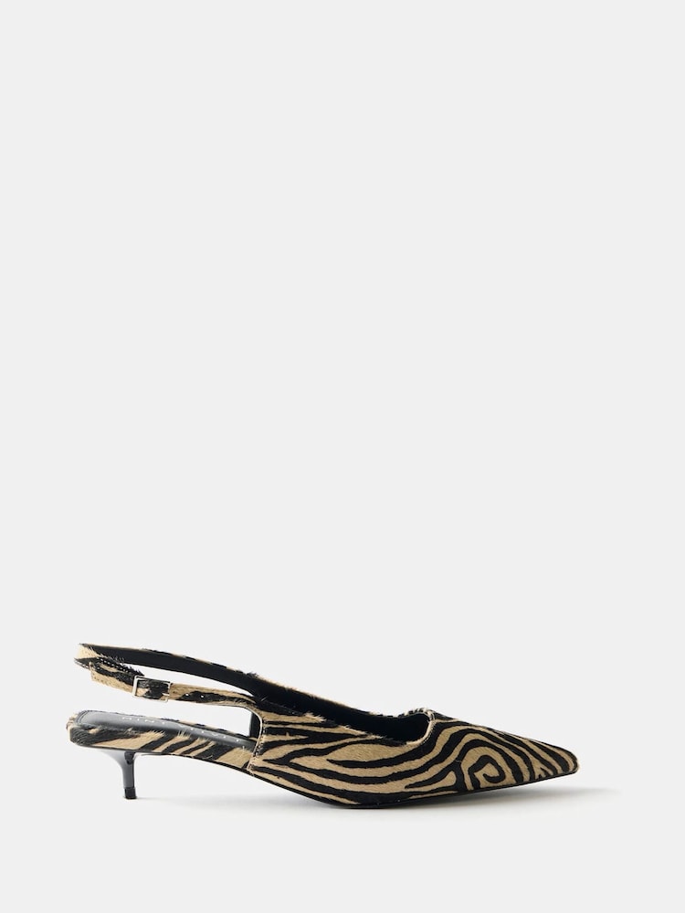 Mint Velvet Cream Ines Zebra Print Kitten Heels - Image 2 of 5