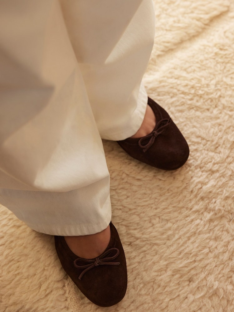Mint Velvet Brown Carla Suede Ballet Flats - Image 2 of 5