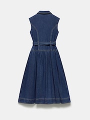 Mint Velvet Blue Drop Waist Collared Denim 100% Cotton Dress - Image 8 of 8