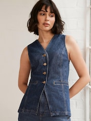 Mint Velvet Blue Denim Waistcoat - Image 1 of 7