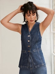 Mint Velvet Blue Denim Waistcoat - Image 2 of 7