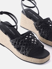 Mint Velvet Black Lola Woven Espadrilles Wedges Heels - Image 2 of 4