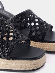 Mint Velvet Black Lola Woven Espadrilles Wedges Heels - Image 3 of 4