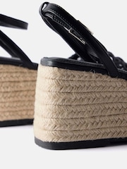 Mint Velvet Black Lola Woven Espadrilles Wedges Heels - Image 4 of 4