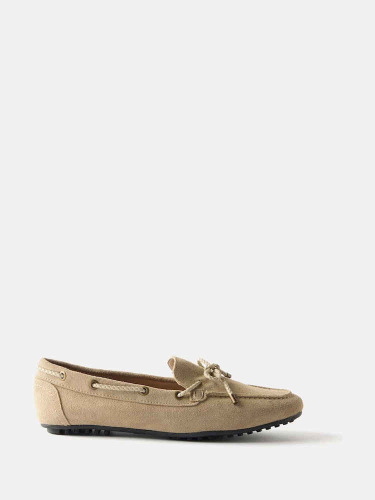 Mint Velvet Cream Sally Suede Deck Shoes - Image 1 of 5