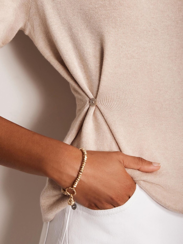 Mint Velvet Cream Button Detail Top - Image 2 of 8