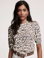 Mint Velvet Cream Leopard Print Knit Top - Image 2 of 8