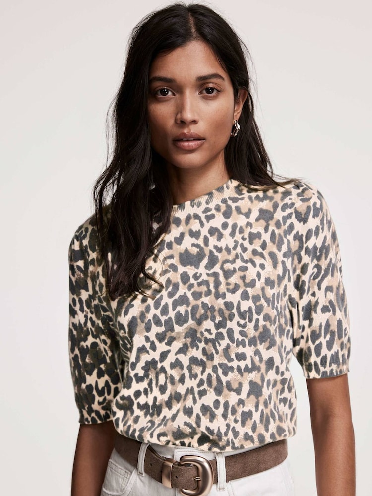 Mint Velvet Cream Leopard Print Knit Top - Image 2 of 8