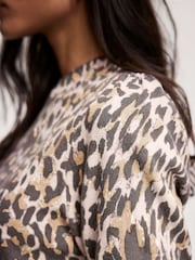 Mint Velvet Cream Leopard Print Knit Top - Image 4 of 8