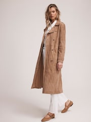 Mint Velvet Brown Suede Trench Coat - Image 2 of 8