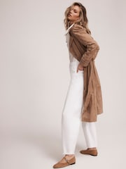 Mint Velvet Brown Suede Trench Coat - Image 5 of 8