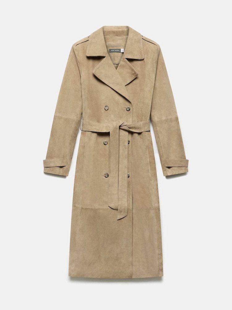 Mint Velvet Brown Suede Trench Coat - Image 7 of 8