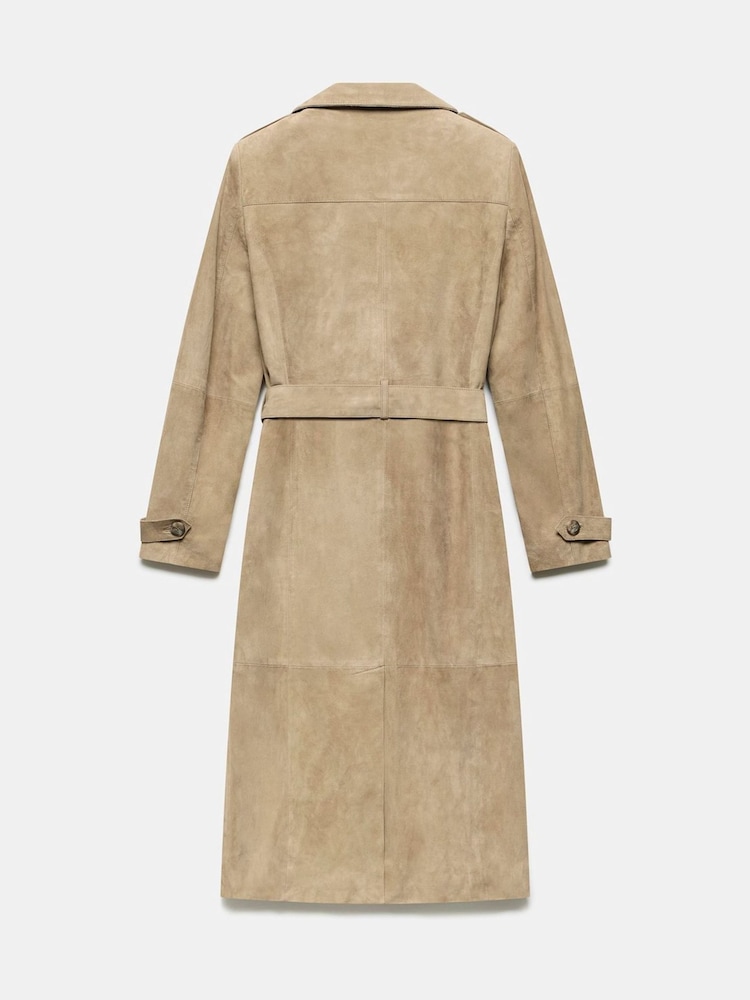 Mint Velvet Brown Suede Trench Coat - Image 8 of 8
