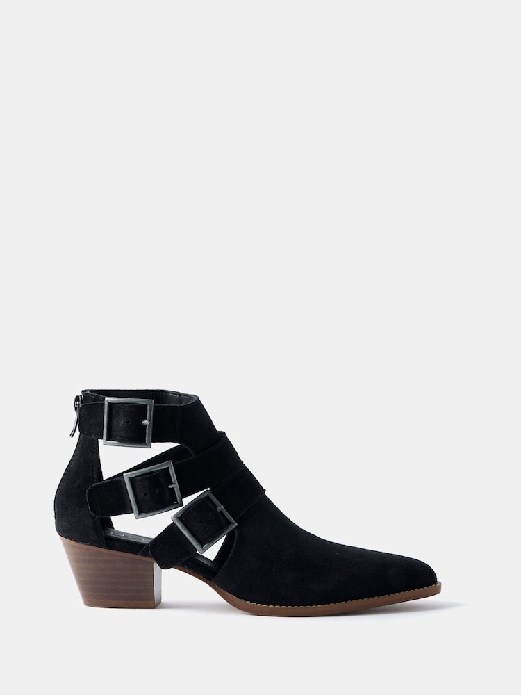 Mint Velvet Black Cut-Out Ankle Boots - Image 1 of 5