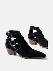 Mint Velvet Black Cut-Out Ankle Boots - Image 2 of 5