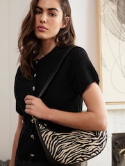 Mint Velvet Cream Zebra Print Leather Bag - Image 5 of 5