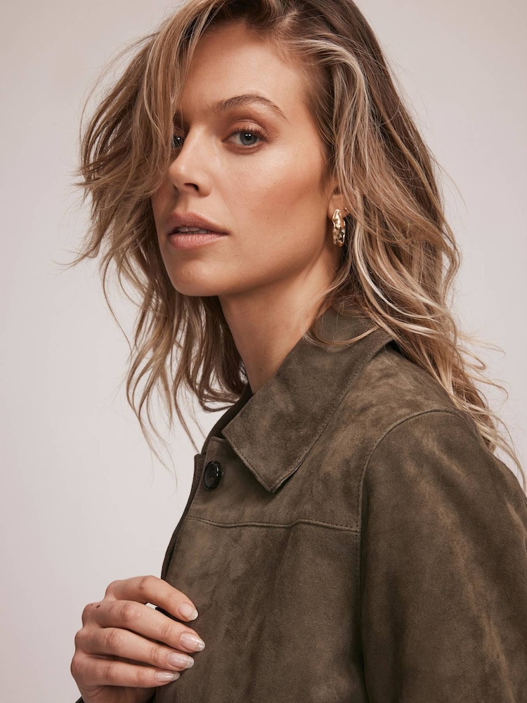 Mint Velvet Green Suede Jacket - Image 2 of 8