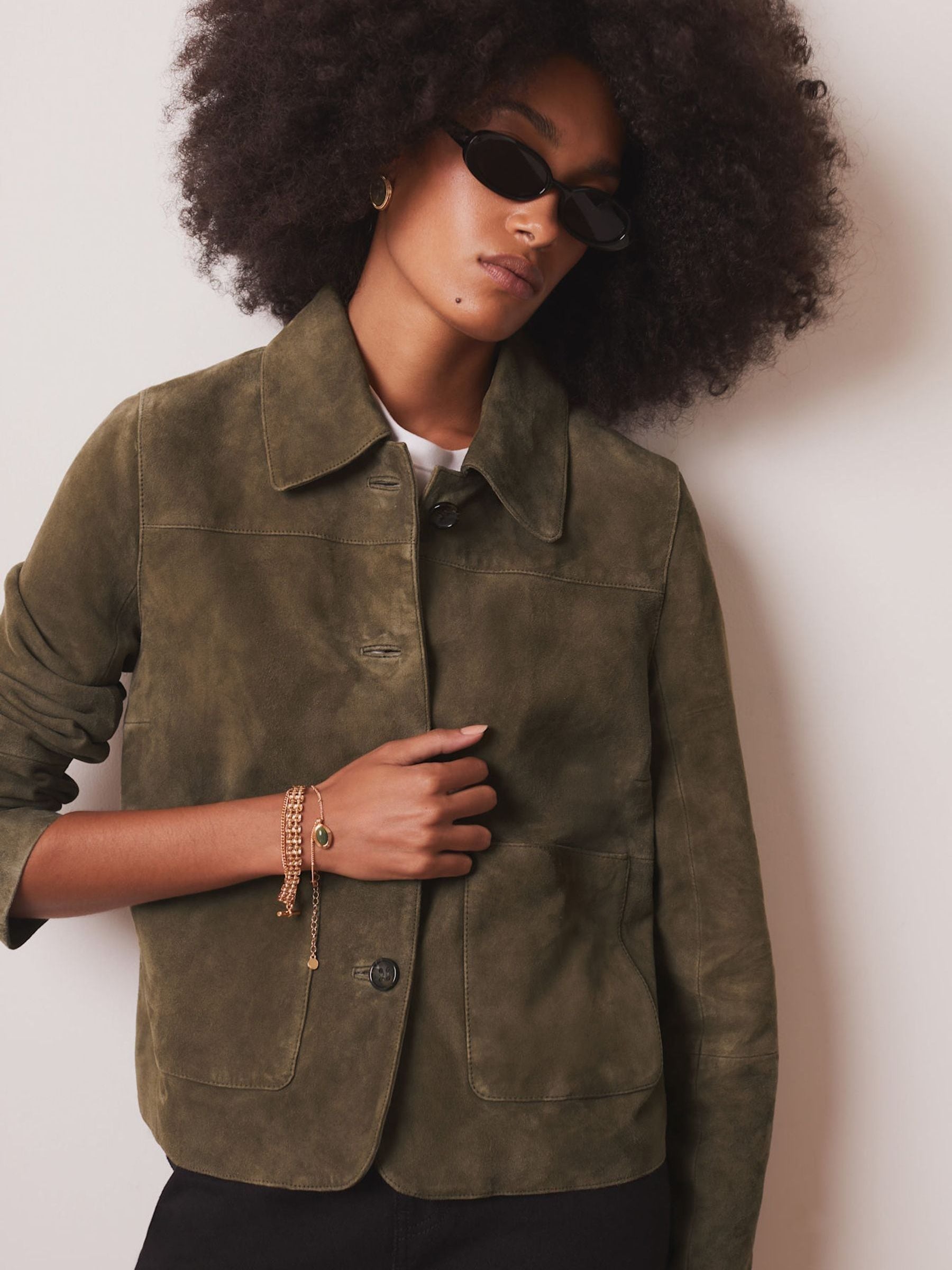 Buy Mint Velvet Khaki Suede Jacket from Next USA