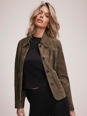 Mint Velvet Green Suede Jacket - Image 3 of 8