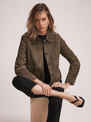 Mint Velvet Green Suede Jacket - Image 4 of 8