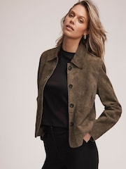 Mint Velvet Green Suede Jacket - Image 5 of 8
