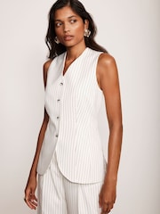 Mint Velvet White Pinstripe Waistcoat - Image 1 of 7