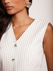 Mint Velvet White Pinstripe Waistcoat - Image 4 of 7