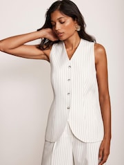 Mint Velvet White Pinstripe Waistcoat - Image 5 of 7