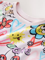 White Doodle Print Girls Short Sleeve T-Shirt (3mths-7yrs) - Image 7 of 8