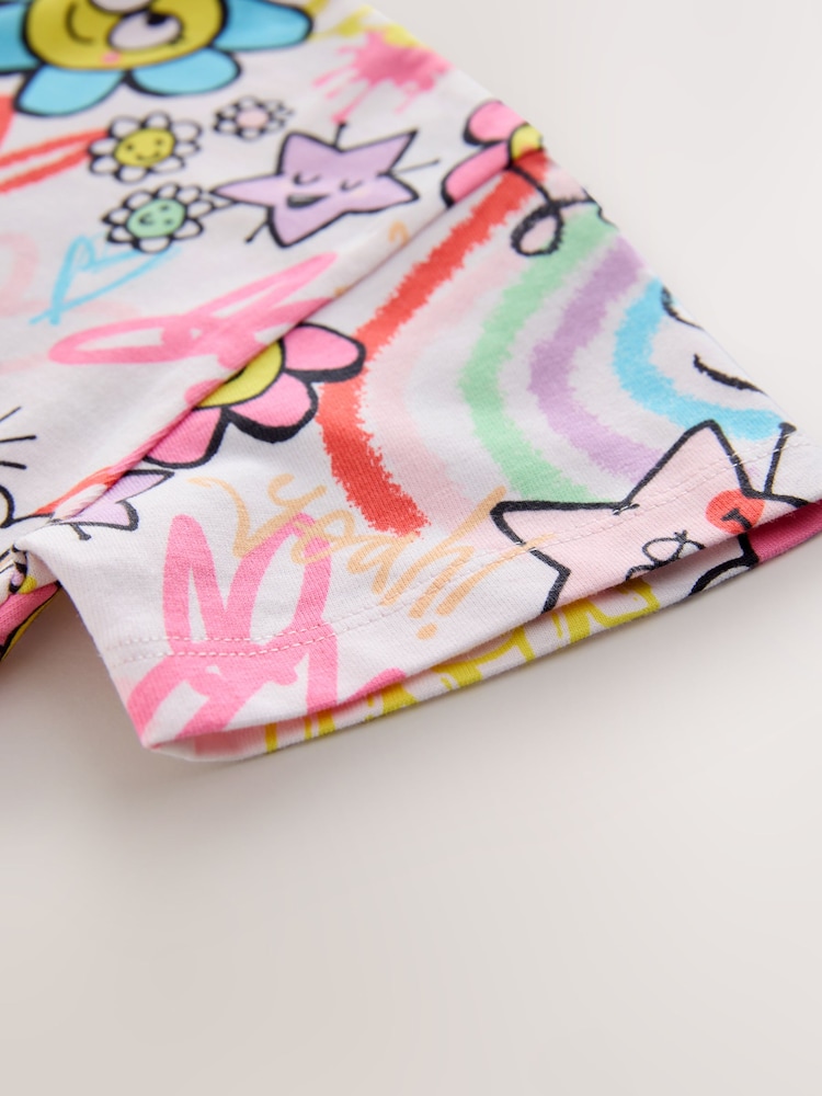 White Doodle Print Girls Short Sleeve T-Shirt (3mths-7yrs) - Image 8 of 8