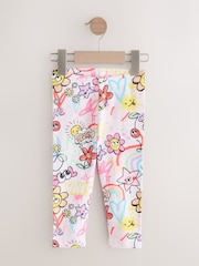 White/Pink Doodle Leggings (3mths-7yrs) - Image 1 of 4