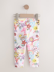 White/Pink Doodle Leggings (3mths-7yrs) - Image 2 of 4