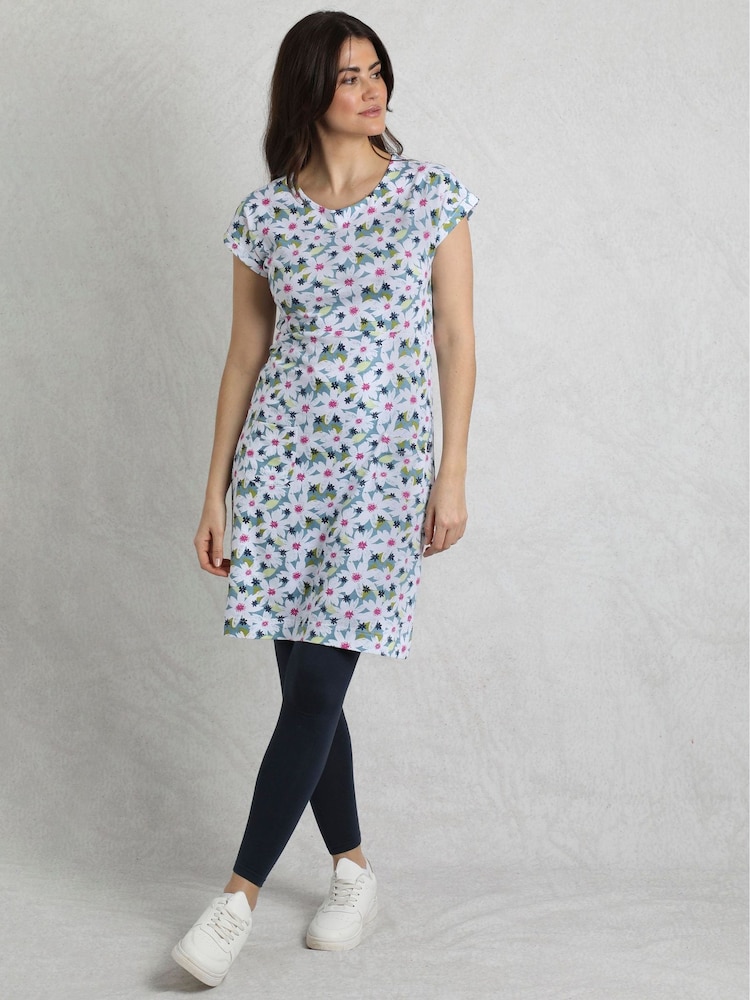 Weird Fish Light Blue Tallahassee 100% Cotton Jersey Dress - Image 1 of 9