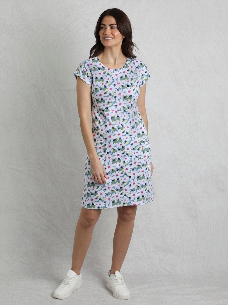 Weird Fish Light Blue Tallahassee 100% Cotton Jersey Dress - Image 6 of 9
