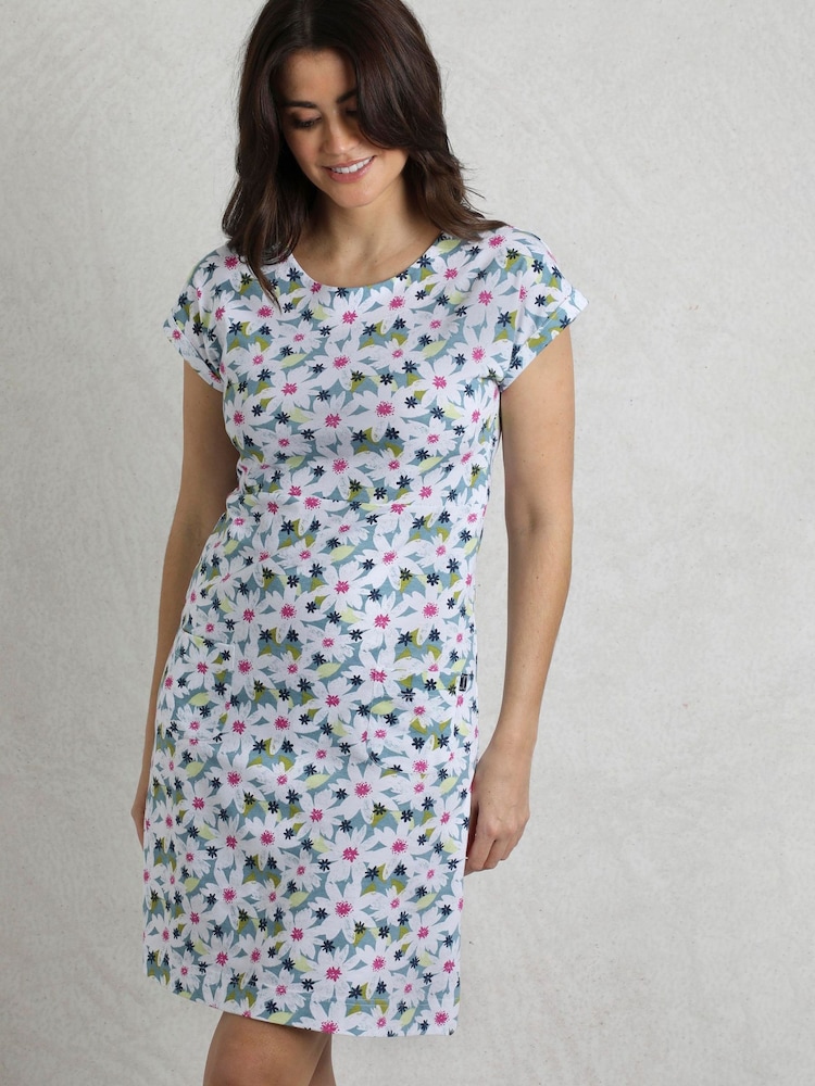 Weird Fish Light Blue Tallahassee 100% Cotton Jersey Dress - Image 7 of 9