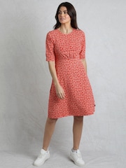Weird Fish Red Cassandra Printed Jersey Swing Dress - Image 1 of 7