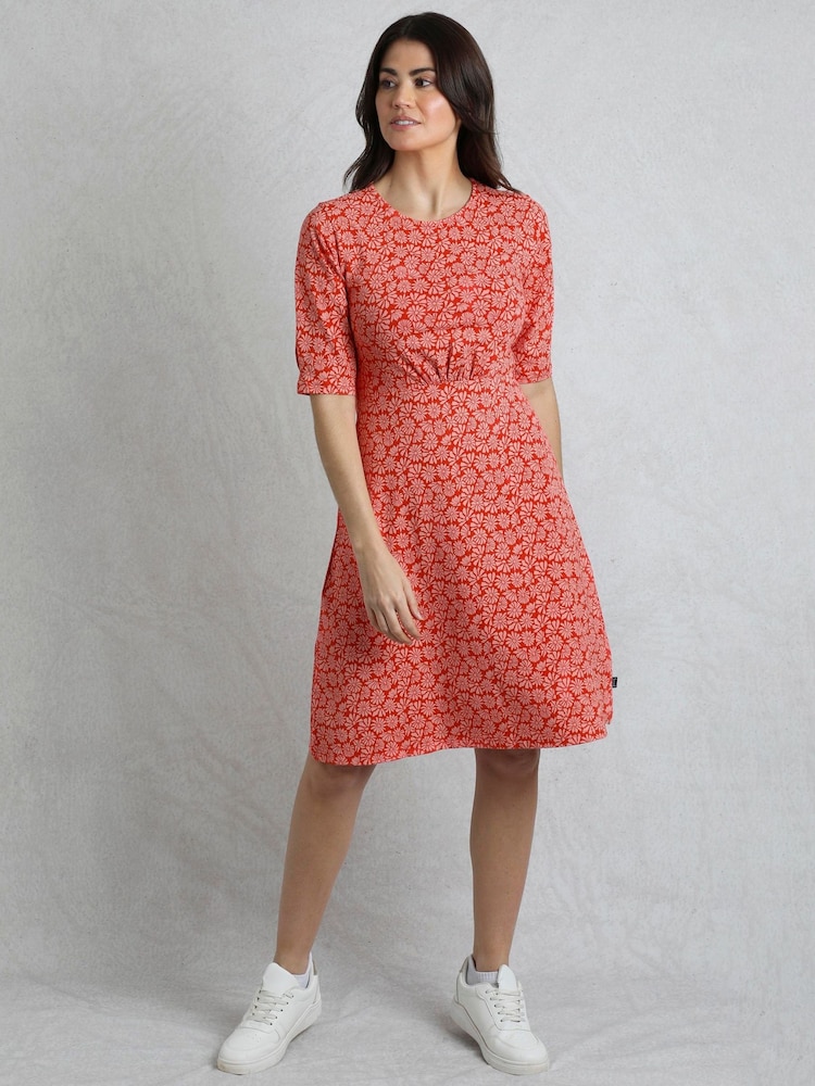 Weird Fish Red Cassandra Printed Jersey Swing Dress - Image 1 of 7