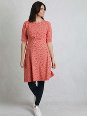 Weird Fish Red Cassandra Printed Jersey Swing Dress - Image 2 of 7