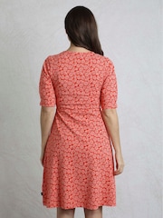 Weird Fish Red Cassandra Printed Jersey Swing Dress - Image 3 of 7