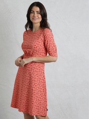 Weird Fish Red Cassandra Printed Jersey Swing Dress - Image 4 of 7