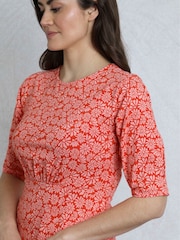 Weird Fish Red Cassandra Printed Jersey Swing Dress - Image 5 of 7