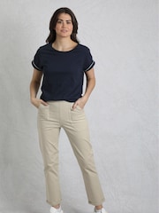 Weird Fish Cream Malorri 100% Cotton Trousers - Image 3 of 7