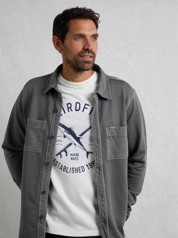 Weird Fish Grey Fingask Loopback Shirt - Image 1 of 8