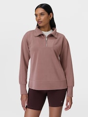 Sweaty Betty Fawn Brown Sand Wash Half Zip Longline Sweatshirt - Image 1 of 7