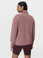 Sweaty Betty Fawn Brown Sand Wash Half Zip Longline Sweatshirt - Image 2 of 7